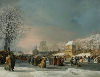De vrouwen schaatswedstrijd op de Westersingel in Leeuwarden, 21 januari 1809